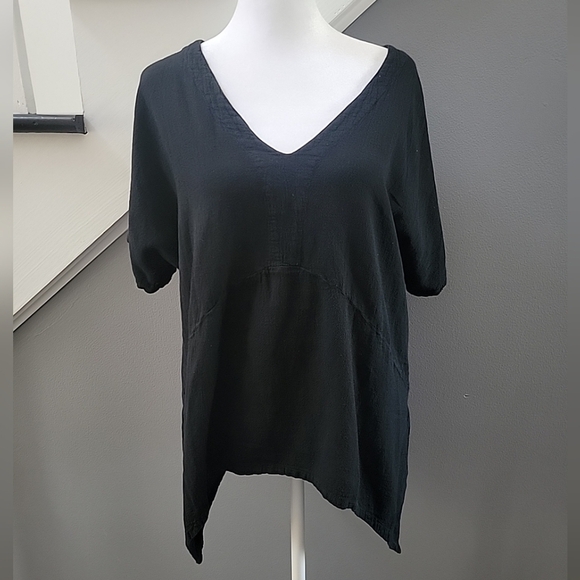 Oh My Gauze Playa Blouse 100% Cotton Black Asymmetric top M/L Comfort Quality - Picture 2 of 6